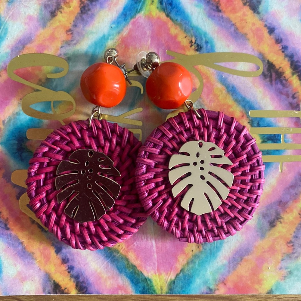Fuchsia and orange earrings
